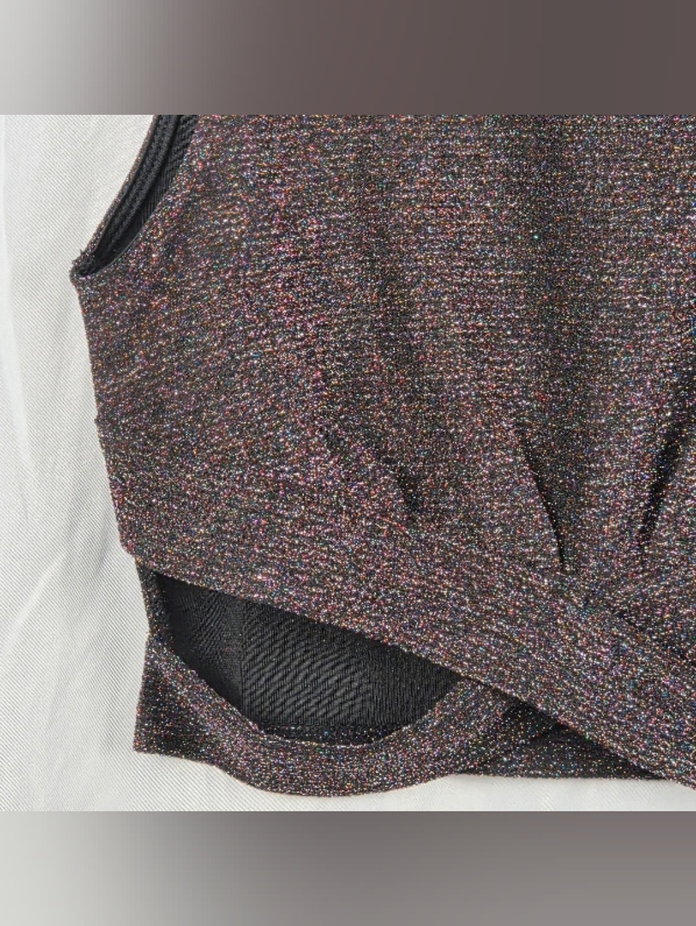Allegra K Multicolor Metallic Sparkle Sleeveless Crop Top Black Lining Size XS - Picture 7 of 16